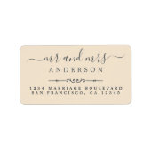 Meneer Mevrouw Script Ivory Huwelijksretouradres Etiket (Voorkant)