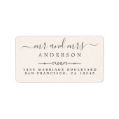 Meneer Mevrouw Script Ivory Trouw Retouradres Etiket (Voorkant)