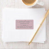Meneer Mevrouw Script Pastel Paars Huwelijk Retour Etiket (Insitu)