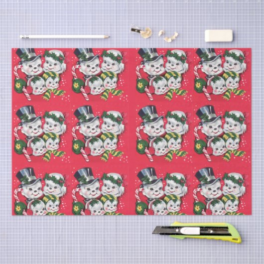 Meneer & Mevrouw Sneeuwman en Sneeuwkindjes Tissuepapier (Craft)