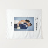 Meneer & Mevrouw Trouwfoto met Naam & Datum Wandkleed (Voorkant (horizontaal))