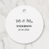 Meneer & Mevrouw voeg familienaam datum jaar huwel Bedankjes Labels (Achterkant)