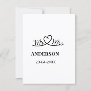 Meneer & Mevrouw voeg familienaam datum jaar huwel Briefkaart