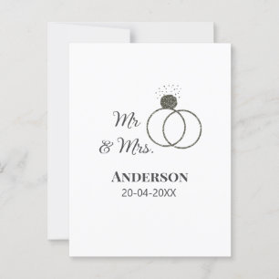 Meneer & Mevrouw voeg familienaam datum jaar huwel Briefkaart