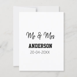 Meneer & Mevrouw voeg familienaam datum jaar huwel Briefkaart