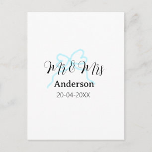 Meneer & Mevrouw voeg familienaam datum jaar huwel Briefkaart