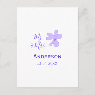 Meneer & Mevrouw voeg familienaam datum jaar huwel Briefkaart