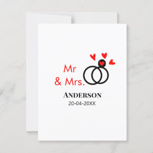 Meneer & Mevrouw voeg familienaam datum jaar huwel Briefkaart