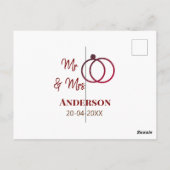Meneer & Mevrouw voeg familienaam datum jaar huwel Briefkaart (Achterkant)
