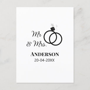 Meneer & Mevrouw voeg familienaam datum jaar huwel Briefkaart
