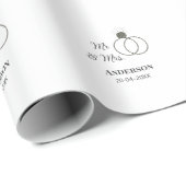 Meneer & Mevrouw voeg familienaam datum jaar huwel Cadeaupapier (Rol Hoek)