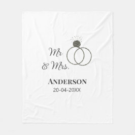 Meneer & Mevrouw voeg familienaam datum jaar huwel Fleece Deken