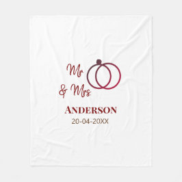 Meneer & Mevrouw voeg familienaam datum jaar huwel Fleece Deken