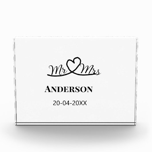 Meneer & Mevrouw voeg familienaam datum jaar huwel Fotoblokken (Voorkant)