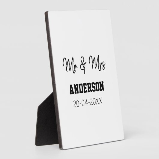 Meneer & Mevrouw voeg familienaam datum jaar huwel Fotoplaat (Zijkant)