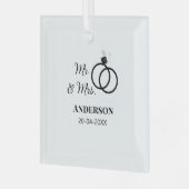 Meneer & Mevrouw voeg familienaam datum jaar huwel Glas Ornament (Voorkant links)