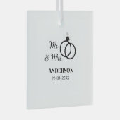 Meneer & Mevrouw voeg familienaam datum jaar huwel Glas Ornament (Voorkant Rechts)