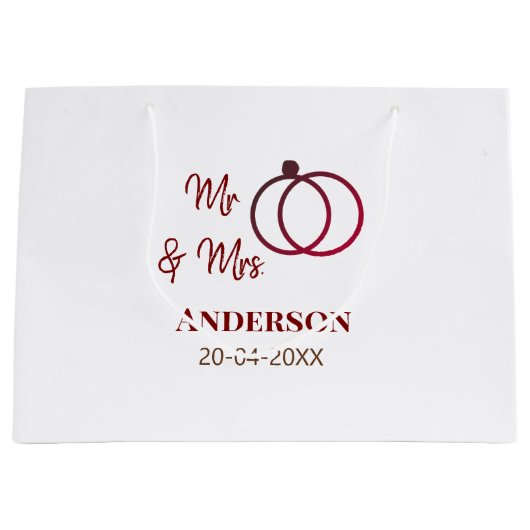 Meneer & Mevrouw voeg familienaam datum jaar huwel Groot Cadeauzakje (Voorkant)