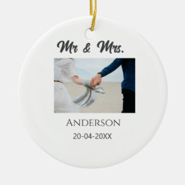 Meneer & Mevrouw voeg familienaam datum jaar huwel Keramisch Ornament