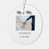 Meneer & Mevrouw voeg familienaam datum jaar huwel Keramisch Ornament (Links)