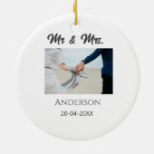 Meneer & Mevrouw voeg familienaam datum jaar huwel Keramisch Ornament (Achterkant)
