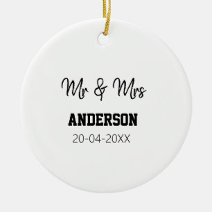 Meneer & Mevrouw voeg familienaam datum jaar huwel Keramisch Ornament