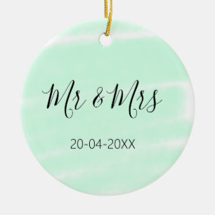 Meneer & Mevrouw voeg familienaam datum jaar huwel Keramisch Ornament