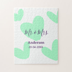 Meneer & Mevrouw voeg familienaam datum jaar huwel Legpuzzel