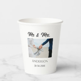 Meneer & Mevrouw voeg familienaam datum jaar huwel Papieren Bekers