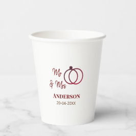 Meneer & Mevrouw voeg familienaam datum jaar huwel Papieren Bekers