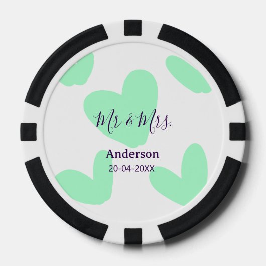 Meneer & Mevrouw voeg familienaam datum jaar huwel Poker Chips (Voorkant)