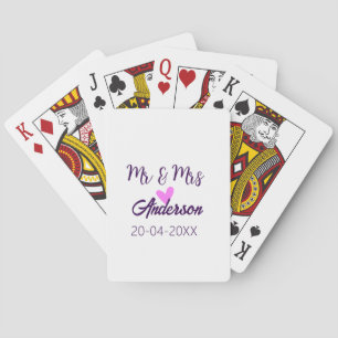 Meneer & Mevrouw voeg familienaam datum jaar huwel Pokerkaarten