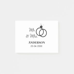 Meneer & Mevrouw voeg familienaam datum jaar huwel Post-it® Notes