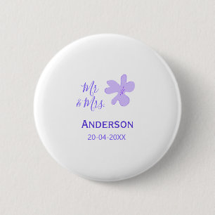 Meneer & Mevrouw voeg familienaam datum jaar huwel Ronde Button 5,7 Cm