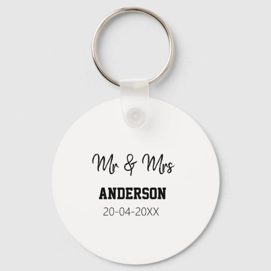 Meneer & Mevrouw voeg familienaam datum jaar huwel Sleutelhanger (Voorkant)