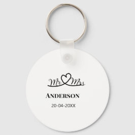 Meneer & Mevrouw voeg familienaam datum jaar huwel Sleutelhanger
