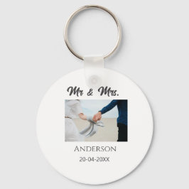 Meneer & Mevrouw voeg familienaam datum jaar huwel Sleutelhanger