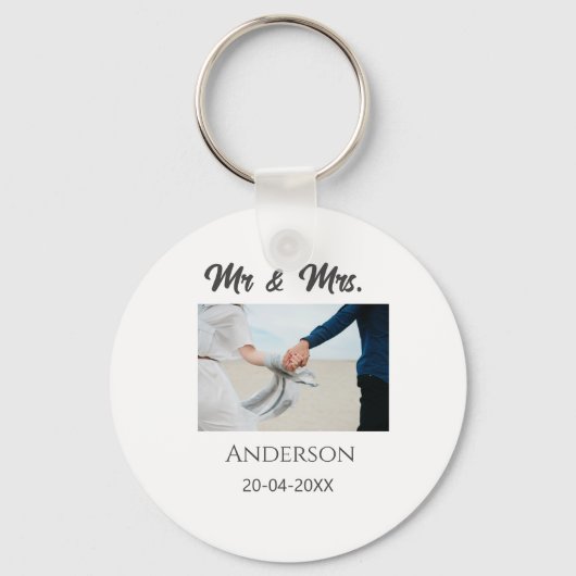 Meneer & Mevrouw voeg familienaam datum jaar huwel Sleutelhanger (Voorkant)
