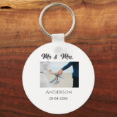 Meneer & Mevrouw voeg familienaam datum jaar huwel Sleutelhanger (Voorkant)