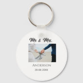 Meneer & Mevrouw voeg familienaam datum jaar huwel Sleutelhanger (Achterkant)