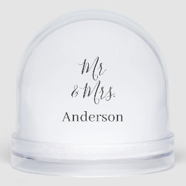 Meneer & Mevrouw voeg familienaam datum jaar huwel Sneeuwbol