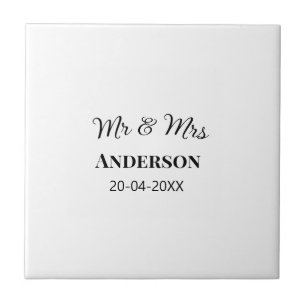 Meneer & Mevrouw voeg familienaam datum jaar huwel Tegeltje