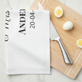 Meneer & Mevrouw voeg familienaam datum jaar huwel Theedoek (Quarter Fold)