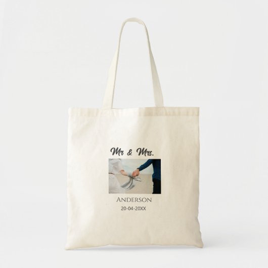 Meneer & Mevrouw voeg familienaam datum jaar huwel Tote Bag (Voorkant)