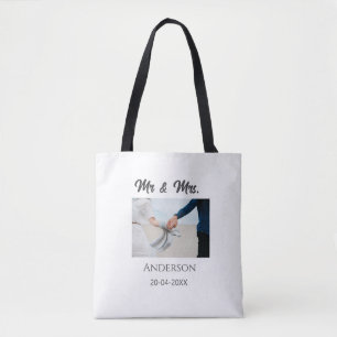 Meneer & Mevrouw voeg familienaam datum jaar huwel Tote Bag