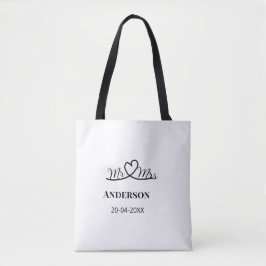 Meneer & Mevrouw voeg familienaam datum jaar huwel Tote Bag