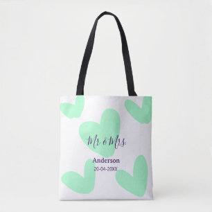 Meneer & Mevrouw voeg familienaam datum jaar huwel Tote Bag