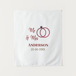 Meneer & Mevrouw voeg familienaam datum jaar huwel Wandkleed