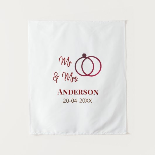 Meneer & Mevrouw voeg familienaam datum jaar huwel Wandkleed (Voorkant)