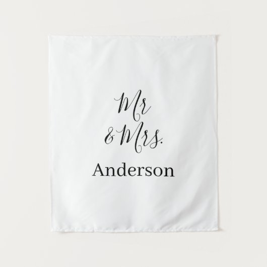 Meneer & Mevrouw voeg familienaam datum jaar huwel Wandkleed (Voorkant)